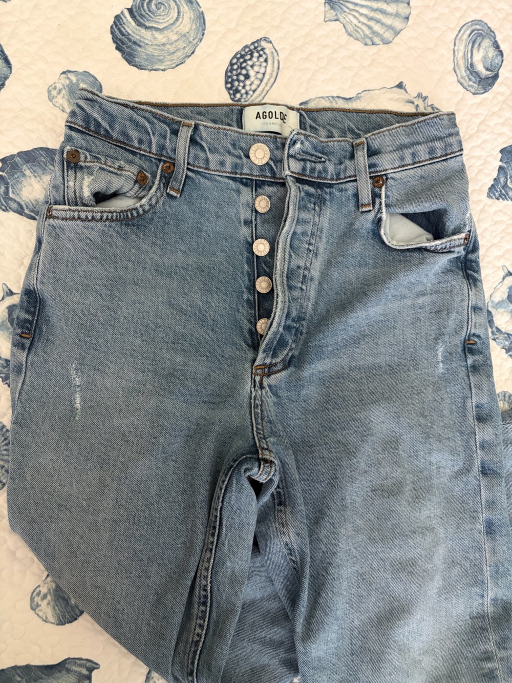 AGOLDE Ingram Split Skinny Jeans Blue Denim Jeans SIZE 23